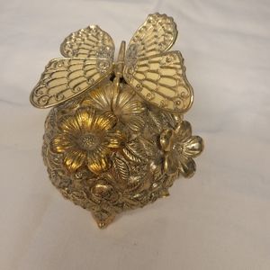 Vintage 60's Westland Butterfly Floral Automaton Ornate Brass Musical Figurine